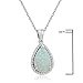 Amanda Rose Collection Pear Shape Lab Created Opal and White Sapphire Pendant Necklace for Women in Sterling Silver