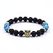JOYA GIFT Chakra Lava Stone Owl Beads Bracelets Mens Womens Friendship Bracelets Set