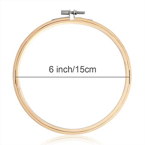 WOWOSS 12 Pieces 6 Inch Embroidery Hoop Set Bamboo Circle Cross Stitch Hoop Ring for Embroidery and Cross Stitch