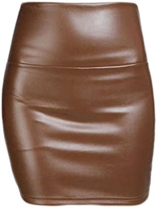 Angkel Womens Bodycon Sexy Skirt High Waist Above Knee PU Faux Leather Mini Skirts