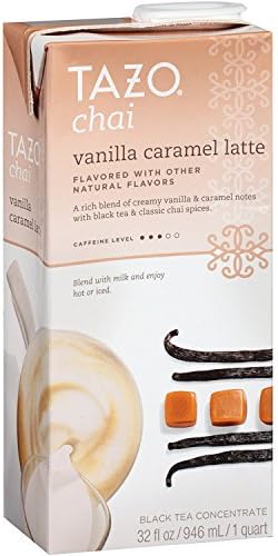 Tazo Chai Vanilla Caramel Latte Concentrate (32 oz, 1 quart), Pack of 2