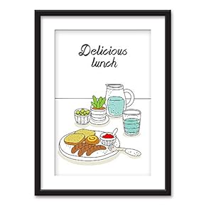 Framed Lunch Kitchen Wall Black Picture Frames White Matting