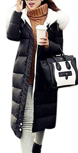 Allbebe Woman's Winter Fur Collar Hooded Long Down Jacket Parkas L Black Allbebe Woman's Winter Fur Collar Hooded Long Down Jacket Parkas L Black