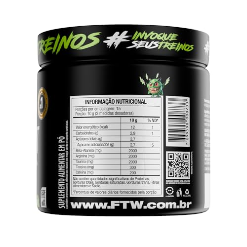 Pré Treino Pre Workout DIABO VERDE Pote 150g Sabor Maçã Verde FTW - Suplemento Com Cafeína, Aminoácidos Beta‑Alanina e Arginina para Treinos e Atividades Físicas