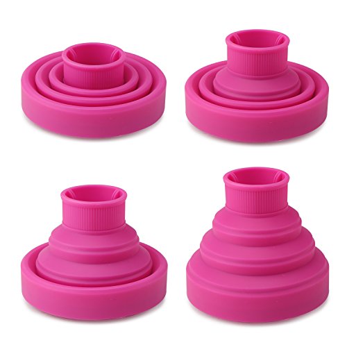 Segbeauty Portable Folding Collapsible Silicone Hair Blow Dryer Diffuser for Fizzy Hair, Flexible Hair Diffuser for Curly Wavy Fine Hair on Travel -- Rose Red