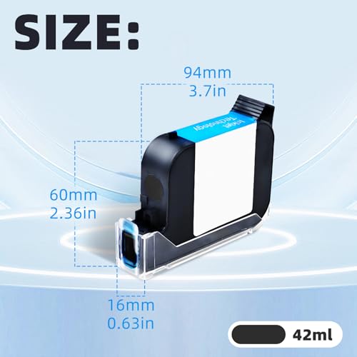 Ink Cartridge Rapid Drying Inkjet, 42ml Inkjet Printer Cartridge Quick Dry Solvent Ink Cartridge Replacement for 0.5inch/12.7mm Models Printer(Black)