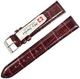 NP Watch Band Leather Watch Band Crocodile Pattern Width 18 mm. Dark Brown Color
