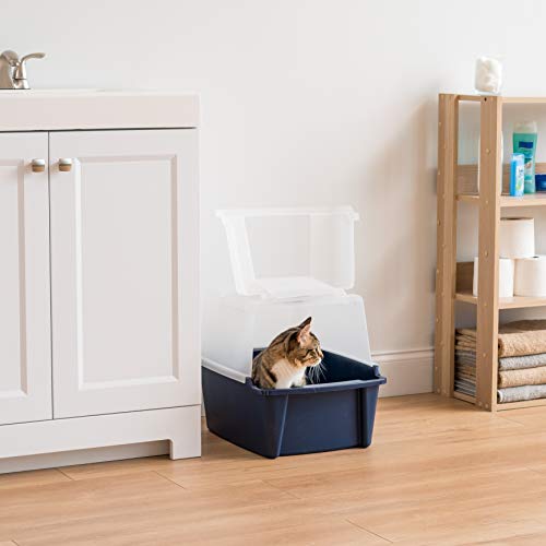 IRIS USA Large Split Hood Cat Litter Box with Front Door Flap and Scoop