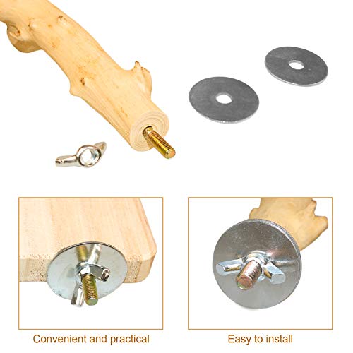 Roundler 5 PCS Bird Perch Wood Stand Pole，Bird Wood Perch Platform Exercise Playground Toy for Pet Parrot Budgie Parakeet Cockatiel Conure Lovebirds Cage Accessories Toys (H01)