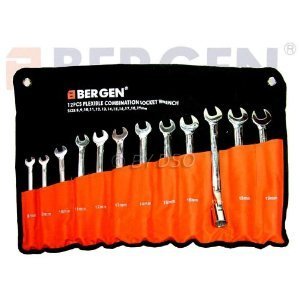 US PRO 12PC Flexible Head Socket/Open End Spanner Set Metric 8-19mm B2081