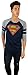 DC Comics Mens Superman Distressed Logo Varsity Football 3/4 Sleeve Raglan (Medium, Navy)