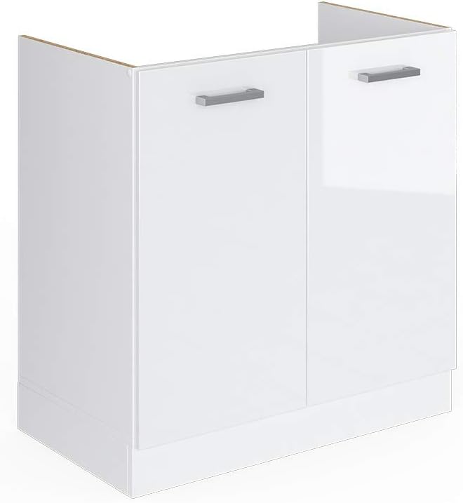 Vicco Küchenschrank R-Line Küchenzeile Hängeschrank Unterschrank Küchenschränke Küchenunterschrank Arbeitsplatte (weiß ohne Arbeitsplatte, Spülenunterschrank 80 cm)