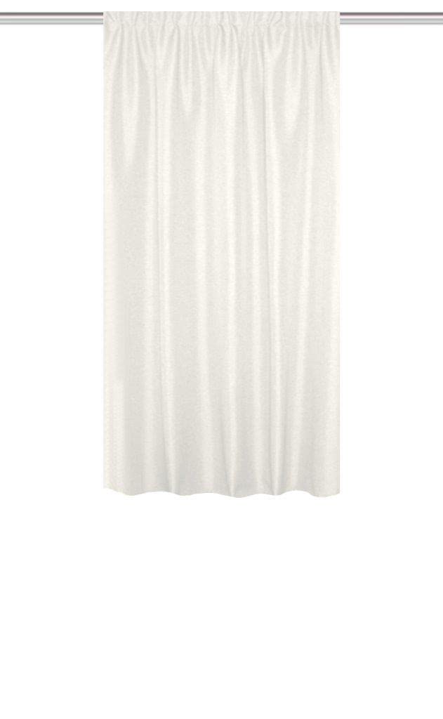 HOMEbasics 085960-0910 Thermal Curtain with Combination Band 145 x 135 cm Polyester Wool White