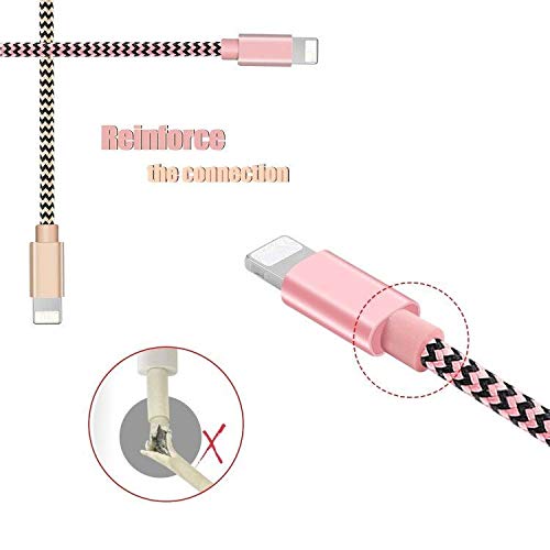 Charging Cable, 2Pack 5ft/1.5M Nylon Braided Charging Cord,Long to USB Cable, Charger Cable for Phone X/8/8 Plus/7/7 Plus/6/6 Plus/5/5S/5C/SE by BESKIN,(Rose Gold+GOLD)