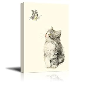 Cute Little Kitty and a Butterfly
