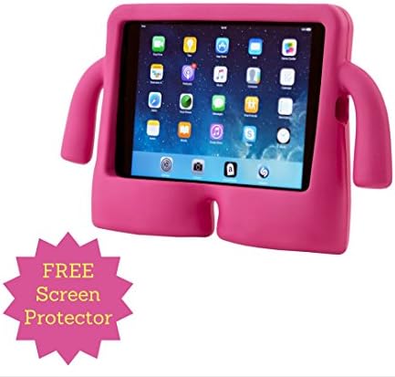 iPad Air Case for Kids (INCLUDING Screen Protector) - A Shockproof and Durable Protective Case for the iPad Air and Air 2 which is Free-Standing has Carrying Handles and is Child Safe (HOT PINK)