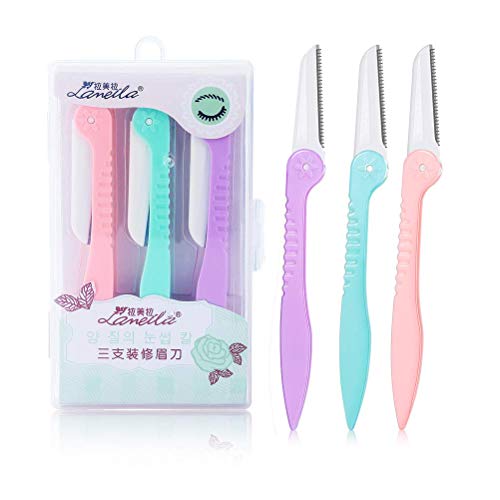 Eyebrow Razor, Lameila 3Pcs Folding Eyebrow Shaper Trimmer Eyebrow Shaver, Facial hair Razor, Hair Shaving Grooming Trimmer Tools Set with safety net, for Both Women and Men