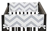 Sweet Jojo Designs 2-Piece Gray and White Chevron Zig Zag Teething Protector Cover Wrap Baby boy girl Crib Side Rail Guards