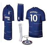 Chelsea 2018 19 Replica Eden Hazard Kid Soccer Jersey Kit : Shirt, Short, Socks, Bag, Key Chain