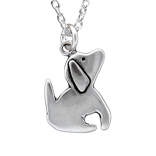 Mark Poulin Sterling Silver Dog Charm Necklace on 16" 18" 20" Adjustable Sterling Silver Chain- Dog Jewelry for Women and Girls