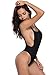 SHEKINI Backless High Cut Swimsuits One Piece Thong Bathing Suits For Women (Medium/(US 8-10), Manhattan Black)