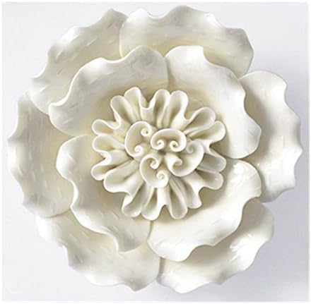BestBang Handmade Ceramic Flowers Three-Dimensional TV Sofa Background Wall Decorations Creative Living Room Ornaments (White, 5.7'' X 5.5'' X 1.57'')