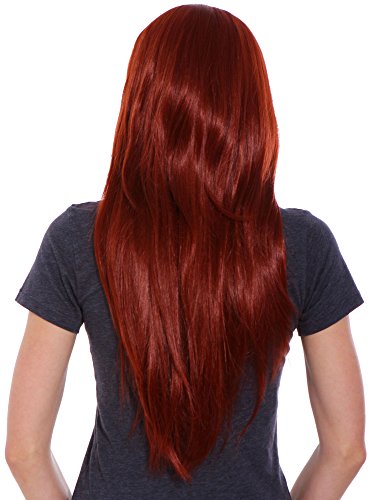 Simplicity Women's Long straight Wig Cosplay Party Full Hair Red Wig w/ Wig Cap - Image 2