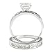 Metal Factory Sterling Silver Cubic Zirconia 2.8 Carat tw Princess Cut CZ Wedding Engagement Ring Set