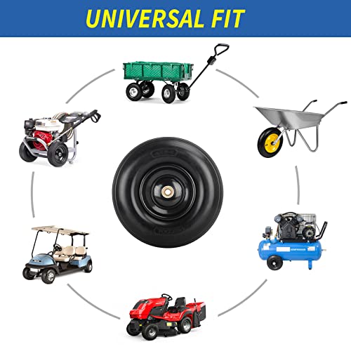 GICOOL 4.00-6 Wheelbarrow Tire, 13" Flat-free Solid Tire and Wheel, with 5/8" or 3/4" Bearings, 1.75" Centered Hub for Wheelbarrow/Wagon/Trolley/Garden Scooter Cart