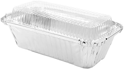 Disposable Foil Baking Tins 7-1/4" x 3-1/2" x 2" for Bread/Loaf, Freezing, Food Take Out Container with Lid Includes 10 Sets.