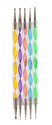 Set of Nail Art Accessories With 3D Silver And Golden Metal Studs In 12 Shapes, Silver And Colorful Crystals, 5 Dotters, Striping Tapes, Anti Static Tweezers Straight & Curved And Brushes By VAGA