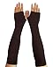 Women Stretchy Long Sleeve Fingerless Gloves (Knitted-Coffee) One Size