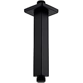 BESTILL 6 Inch Matte Black Ceiling Mount Shower Arm and Flange, Square Rain Shower Arm