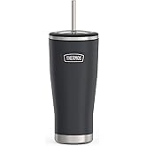 THERMOS ICON SERIES, Stainless Steel Cold Tumbler with Lid and Straw - 24 Ounce, Granite - Vacuum Insulated Tumbler