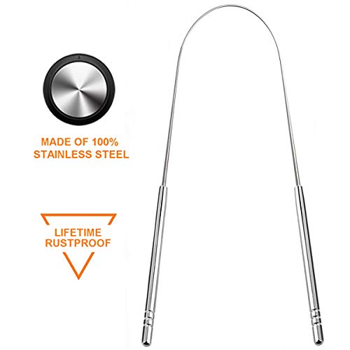 Tongue Scraper, Tongue Cleaner 2 Pack Surgical Stainless Steel Rustproof Tongue Scrapers Effective Reusable Lifetime Scraper for Plaque and Bacteria Removal, Fresh Breath - New