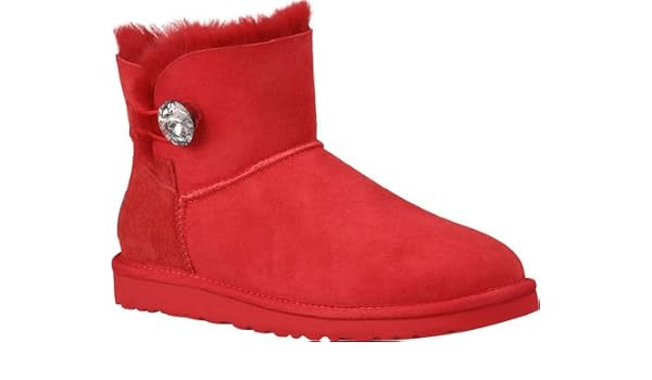 Amazon Com Women S Ugg Mini Bailey Button Bling Red Boots Boots