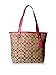 Coach 12cm Signature Zip Top Tote (Khaki & Cranberry)