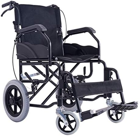 wheelchair Lightweight, Portable Two-Handed Brake Foldable Trolley Heaight Adjustable - Detachable Away Foot Rest,Suitable for Adults with Mobility Problems, The Elderly