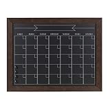 DesignOvation Beatrice Framed Magnetic Chalkboard Monthly Calendar, 23x29, Walnut Brown
