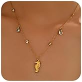 NONAMOIS Diamond Necklaces for Women Dainty 18K Gold Plated Waterdrop Shape CZ Dangle Starfish Shell Star Choker Necklace Summer Beach Jewelry Gift