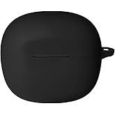 VAEKNVG Silicone Case for Skullcandy Rail, Skullcandy Rail ANC, Shockproof Protective Earbuds Cover with Carabiner Accessories(Black)