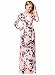 Women Silk O-Neck Long Sleeve Floral Print Long Maxi Party Beach Dress Pink S