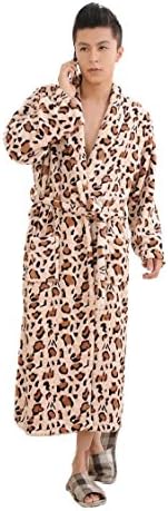 Men's Shawl Collar Full Length Plush Soft Warm Fleece Bathrobe Robe Pajamas (Free Size, Suit for L/XL/XXL