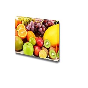 Canvas Prints Wall Art - Still Life Composition with Variety of Fresh Fruits | Modern Wall Decor/Home Decoration Stretched Gallery Canvas Wrap Giclee Print & Ready to Hang - 12" x 18"