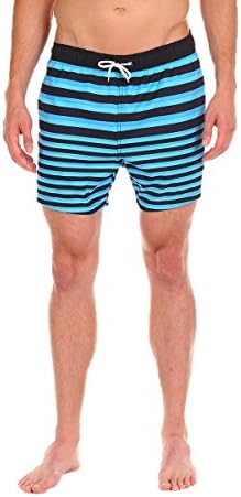 Men's Swim Short - The Point Breaks Striped Swim Trunk by Cabana Bro, Medium