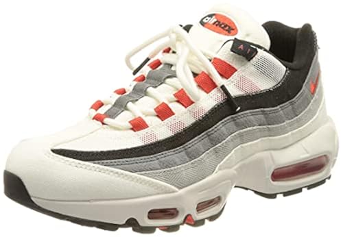 Nike mens Air Max 95 QS Smoke Grey Fashion, Summit White/Chile Red