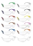 SAFE HANDLER Protective Safety Glasses, Clear Polycarbonate Impact and Ballistic Resistant Lens - Color Temple (Box of 12) - Variety Pack