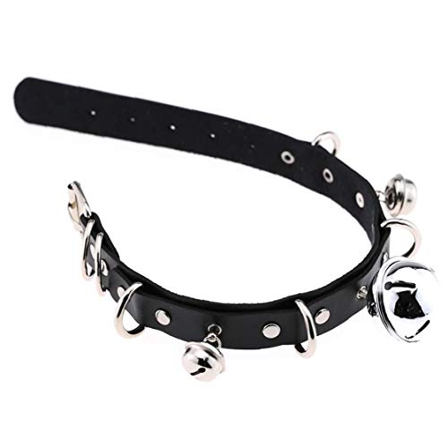 Pelle-Choker-Collare-di-Cuoio-Clavicola-Collana-Cintura-con-Bells-Jewelry