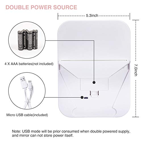 image for Makeup Mirror with Lights, HOCOSY Travel Vanity Mirror with Lights, To