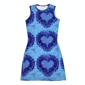 ZhaZhaMeng Womens Y2K Boho Midi Jurk,Patroon Mouwloos 90S E-Girls Tank Jurken Bodycon voor Tiener Meisjes